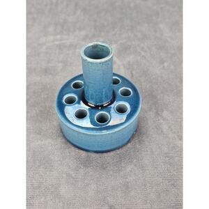 Vintage Ceramic Flower Frog Holder Blue Made In Japan